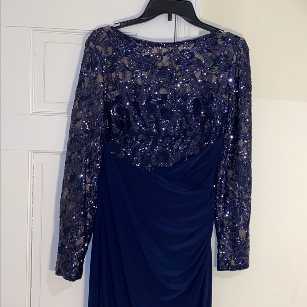 LAUREN RALPH LAUREN blue sequin long evening gown